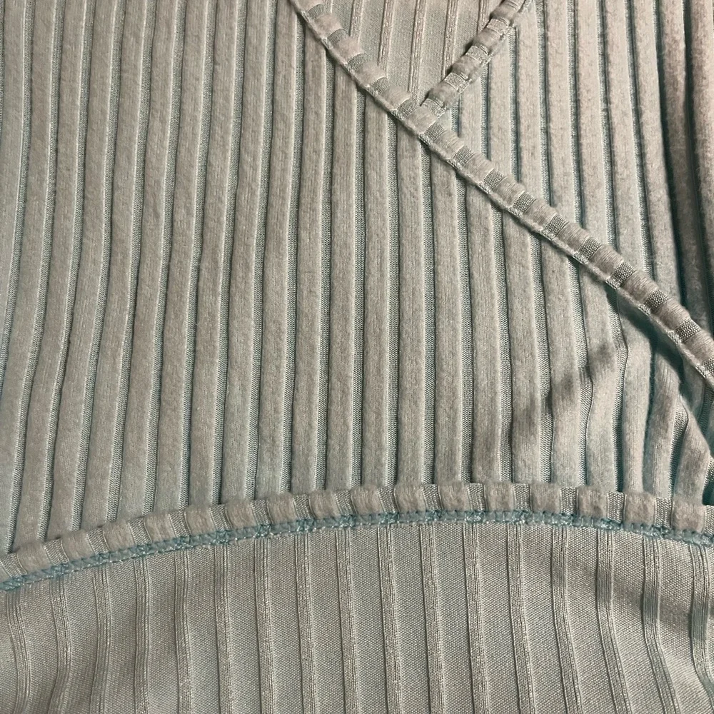 Light Blue Ribbed Wrap Top - Picture 3 of 6